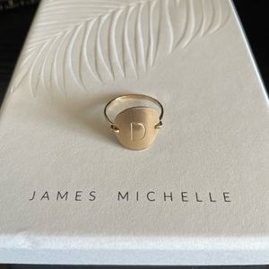 James Michelle Initial Disc Ring ‘ D ‘ Gold Size 9